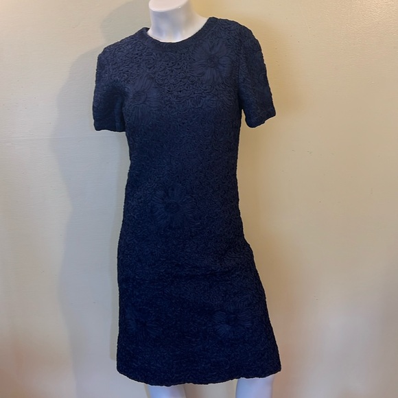 Ribbon Knit Vintage 1940s Style Knit Ribbon Rayon Dress - Picture 5 of 11